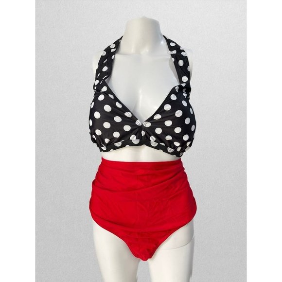 In'Voland Black/White/Red 2 Piece Swim - Picture 1 of 3